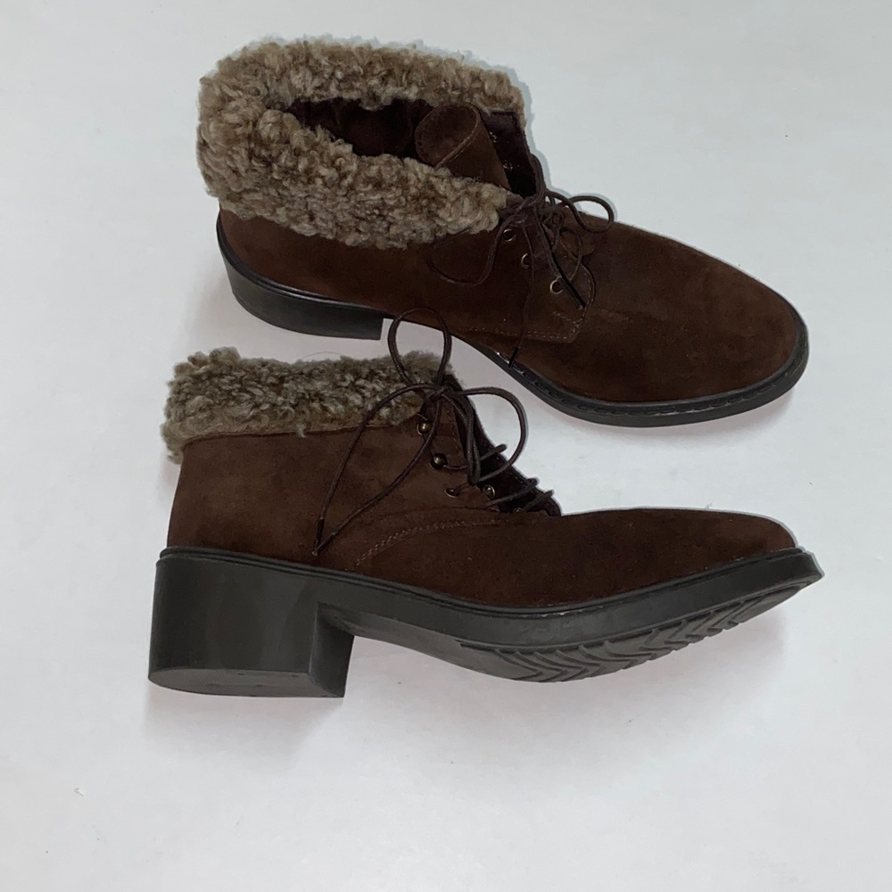 Details Made In SPAIN 24-76-38 Dark Brown Boots with Fur Lining Size 11